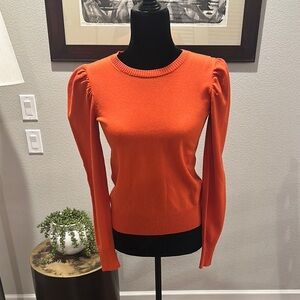 Lauren Ralph Lauren women’s Orange Puff Sleeve Sweater long sleeve top XS‎ NWT